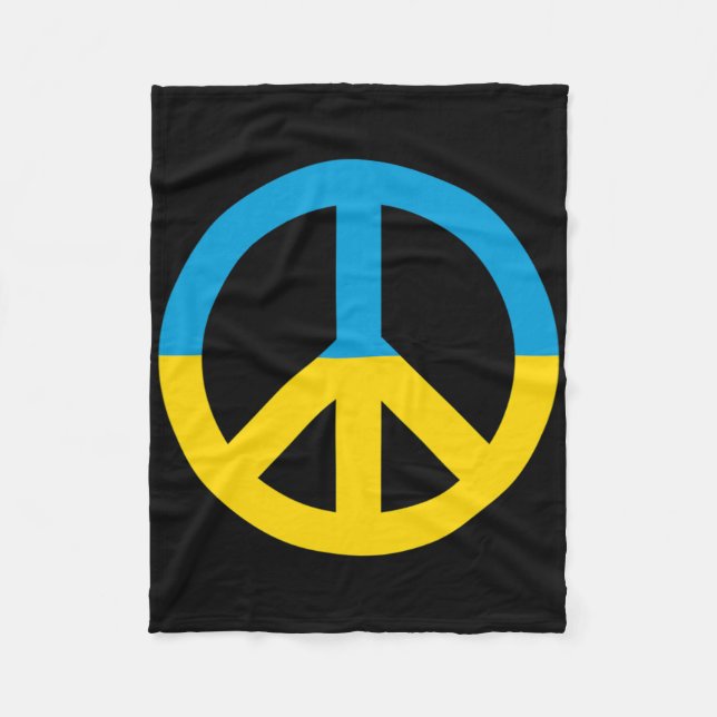 Ukraine Flag Peace Sign  Fleece Blanket (Front)