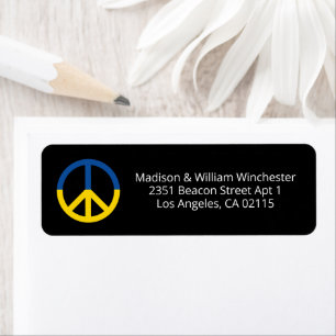 Ukraine flag peace symbol black custom address return address label