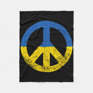 Ukraine Flag Peace Symbol Fleece Blanket
