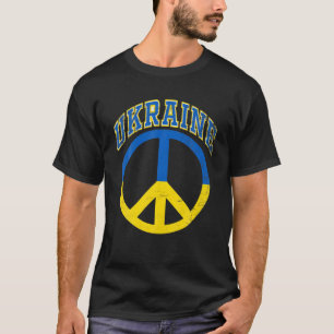 Ukraine Flag Peace Symbol University Style Vintage T-Shirt