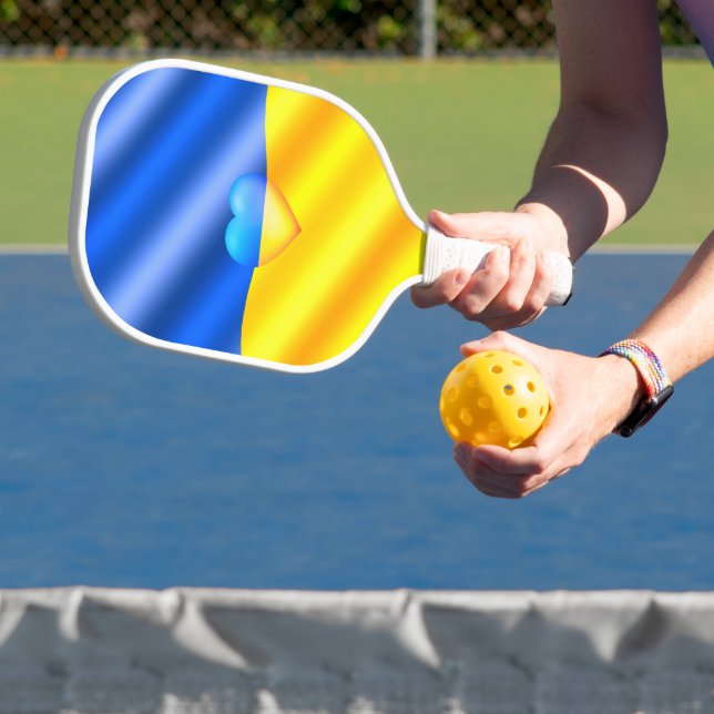 Ukraine Flag Pickleball Paddle Heart - Freedom (Insitu)