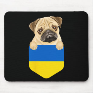 Ukraine Flag Pug Dog In Pocket Mouse Pad
