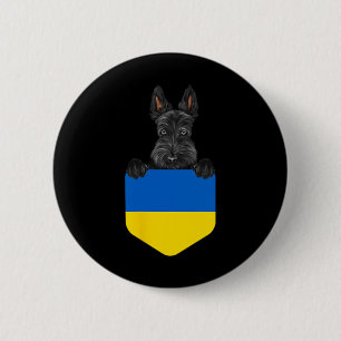 Ukraine Flag Scottish Terrier Dog In Pocket 6 Cm Round Badge