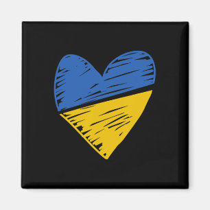 Ukraine Flag Scribbled Heart Coloured Blue Yellow Magnet