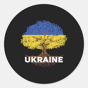 Ukraine Flag Shirt Vintage Tree Graphic Ukrainian Classic Round Sticker