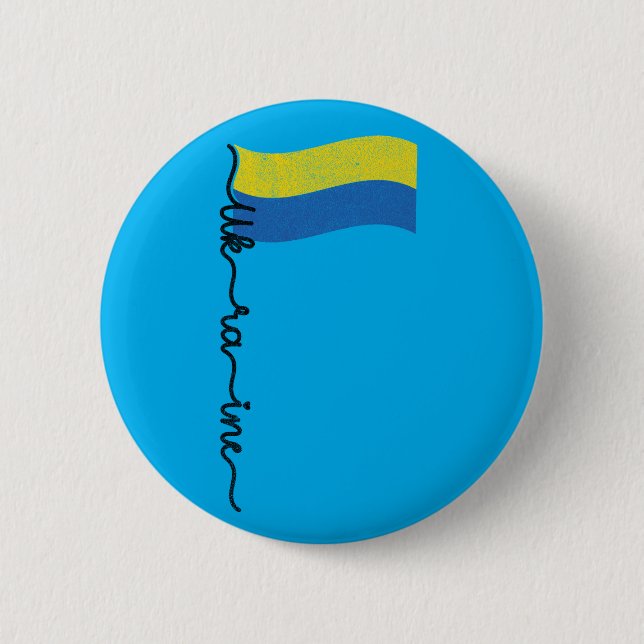 Ukraine Flag Signature Design, Symbol on Flagpole 6 Cm Round Badge (Front)