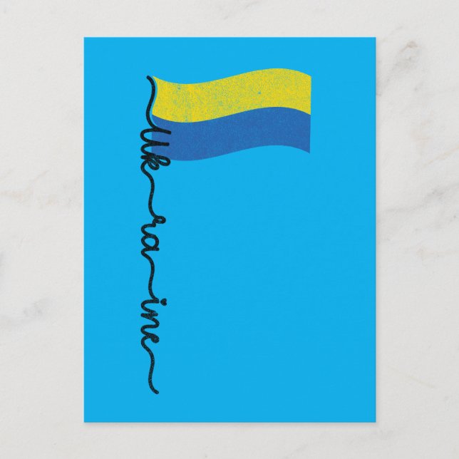 Ukraine Flag Signature Design, Symbol on Flagpole Postcard (Front)