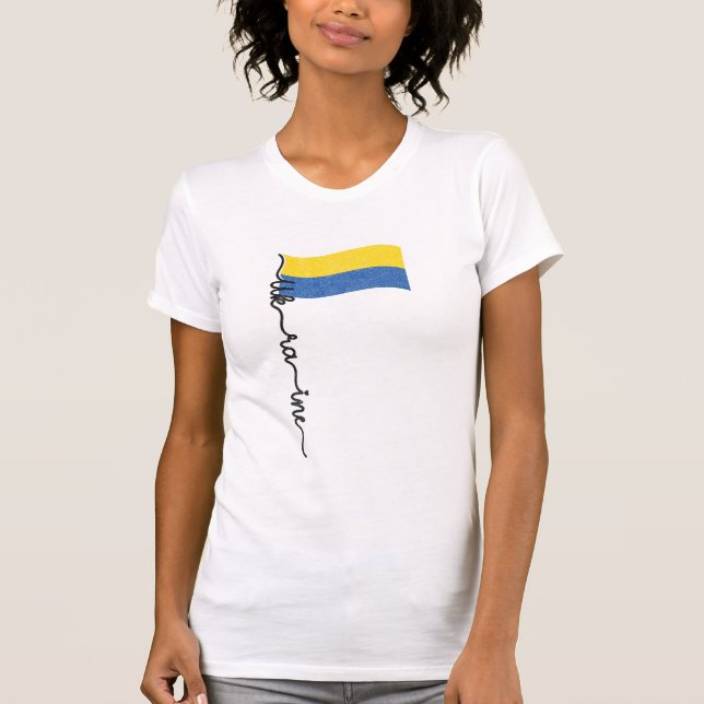 Ukraine Flag Signature Design, Symbol on Flagpole T-Shirt (Front)