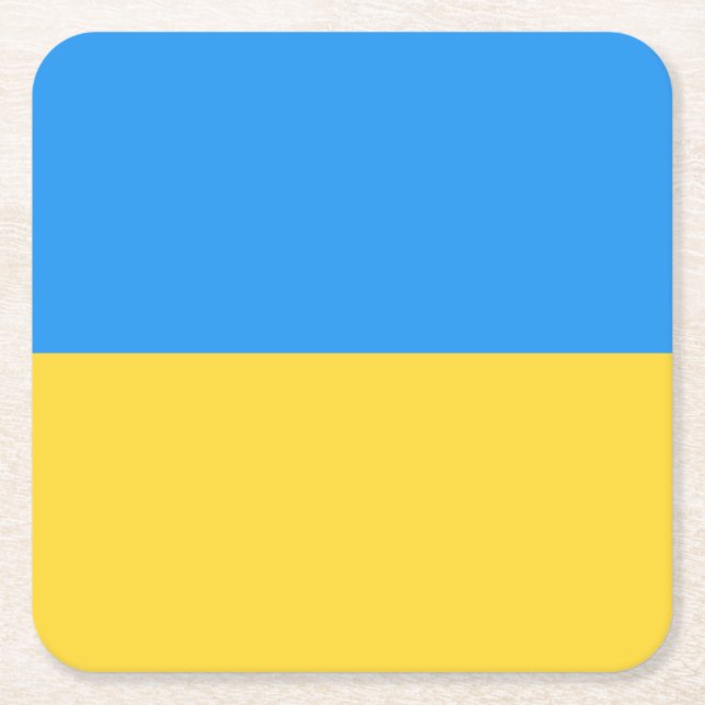 Ukraine flag square paper coaster (Front)