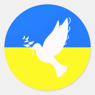 Ukraine Flag Sticker Dove of Peace Freedom Support