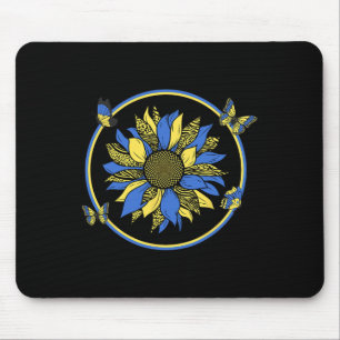 Ukraine Flag Sunflower Butterflies Mouse Pad