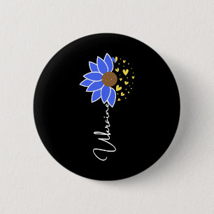 Ukraine Flag Sunflower Heart 6 Cm Round Badge