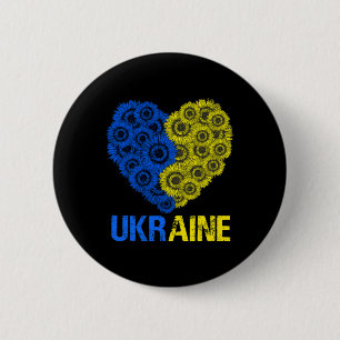 Ukraine Flag Sunflower Heart Vintage Ukrainian Lov 6 Cm Round Badge
