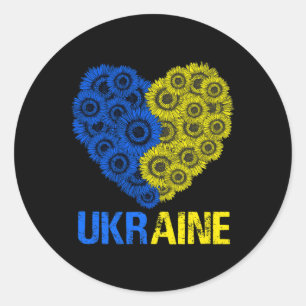Ukraine Flag Sunflower Heart Vintage Ukrainian Lov Classic Round Sticker