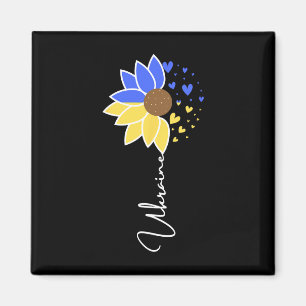 Ukraine Flag Sunflower Hearts  Magnet