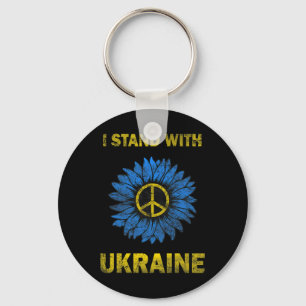 Ukraine Flag Sunflower I Stand With Ukraine Suppor Key Ring