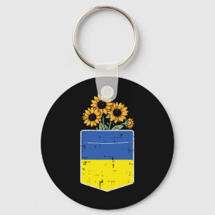 Ukraine Flag Sunflower Pocket Ukrainian Women Girl Key Ring