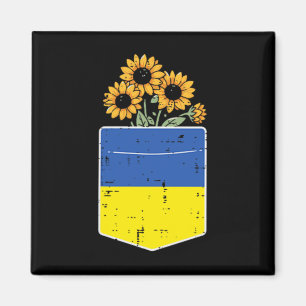 Ukraine Flag Sunflower Pocket Ukrainian Women Girl Magnet