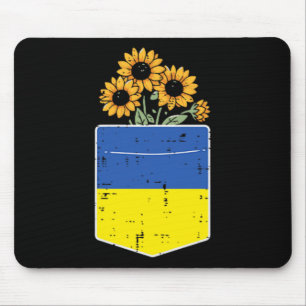 Ukraine Flag Sunflower Pocket Ukrainian Women Girl Mouse Pad