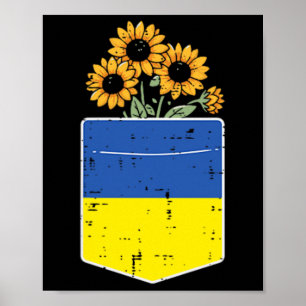 Ukraine Flag Sunflower Pocket Ukrainian Women Girl Poster