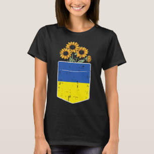 Ukraine Flag Sunflower Pocket Ukrainian Women Girl T-Shirt