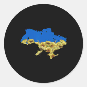 Ukraine Flag Sunflower Tee Floral Vintage Ukrainia Classic Round Sticker