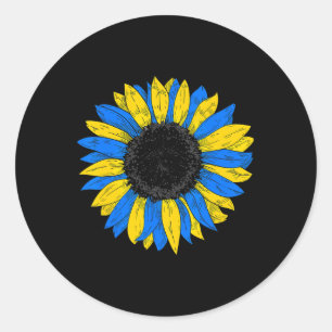 Ukraine Flag Sunflower Ukrainian Flag Vintage Classic Round Sticker