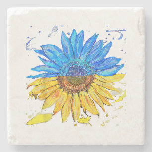 Ukraine Flag Sunflower Vintage Shirt Ukrainian Sup Stone Coaster