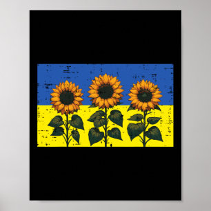 Ukraine Flag Sunflower Vintage Ukrainian Hope Wome Poster