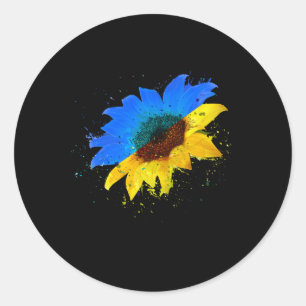 Ukraine Flag Sunflower Vintage Ukrainian Lovers Uk Classic Round Sticker