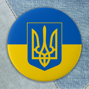 Ukraine Flag Trident Blue Yellow Ukrainian 7.5 Cm Round Badge