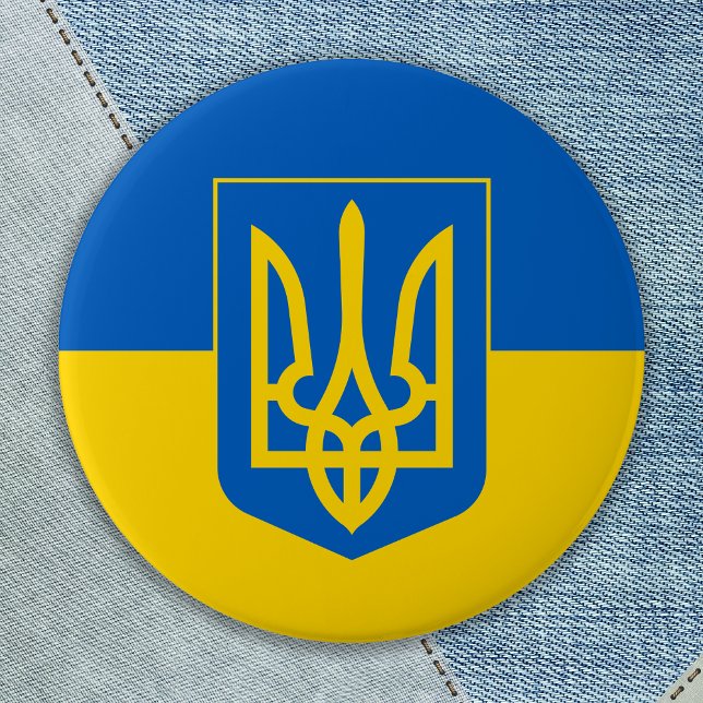 Ukraine Flag Trident Blue Yellow Ukrainian 7.5 Cm Round Badge (Creator Uploaded)