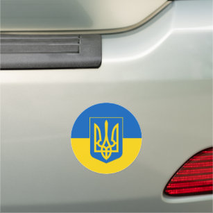 Ukraine Flag Trident Blue Yellow Ukrainian Car Magnet