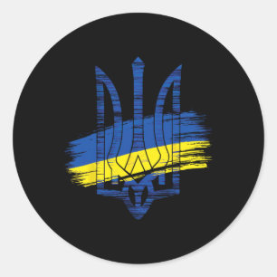 Ukraine Flag Trident Patriotic Ukrainian Heritage Classic Round Sticker