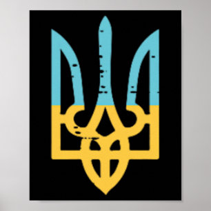 Ukraine Flag Trident Pocket Ukrainian Crest Women  Poster