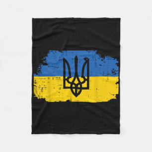 Ukraine Flag Trident Symbol Ukrainian Tryzub Women Fleece Blanket