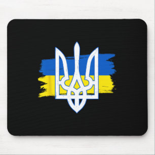 Ukraine Flag Trident - Ukrainian Tryzub Patriotic Mouse Pad