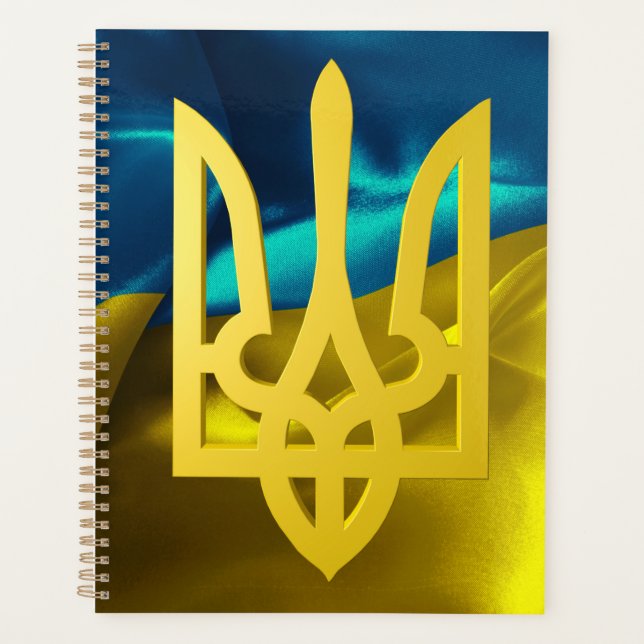 Ukraine Flag Tryzub Trident Blue Gold  Planner (Front)