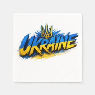Ukraine Flag Typography Graphic Design Napkin