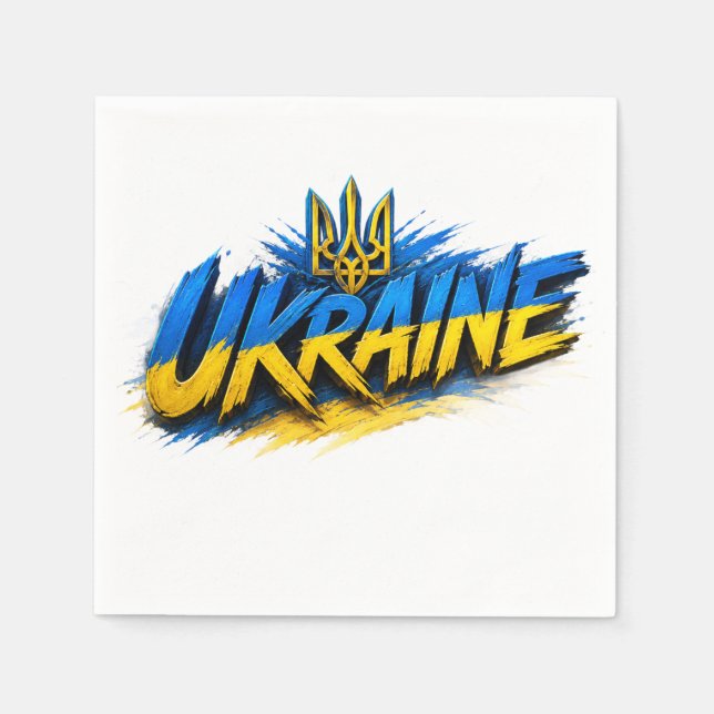 Ukraine Flag Typography Graphic Design Napkin (Front)