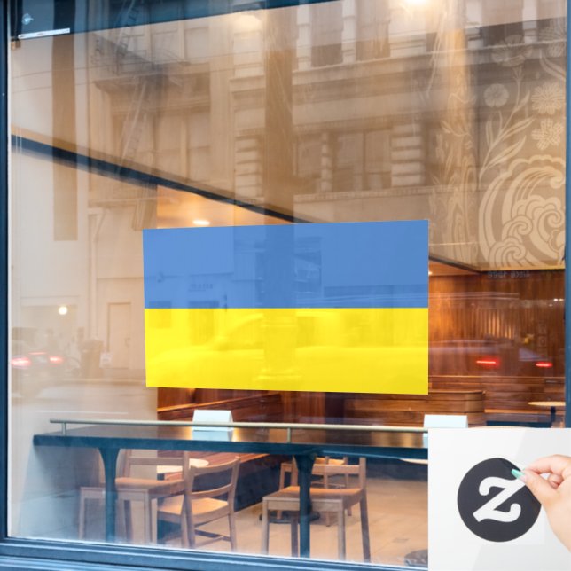 Ukraine Flag, Ukrainian Slava Ukraini Слава Україн (Cafe Window)