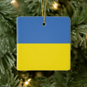 Ukraine Flag, Ukrainian Slava Ukraini Слава Україн Ceramic Ornament