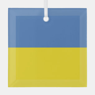 Ukraine Flag, Ukrainian Slava Ukraini Слава Україн Glass Tree Decoration