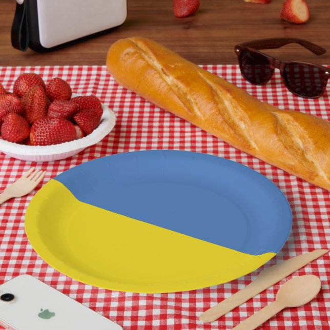 Ukraine Flag, Ukrainian Slava Ukraini Слава Україн Paper Plate (Picnic)