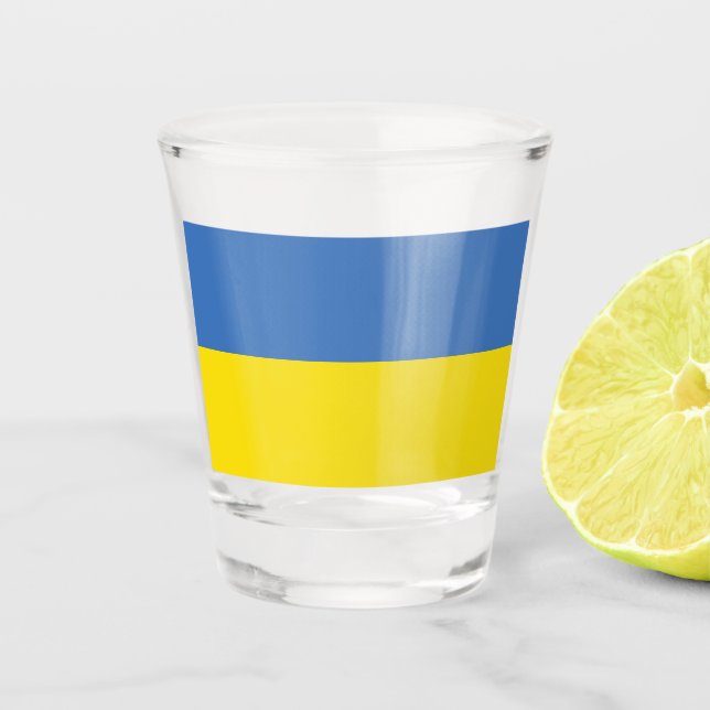 Ukraine Flag, Ukrainian Slava Ukraini Слава Україн Shot Glass (Front)
