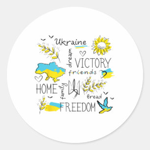 Ukraine Flag - Viktory - Freedom - Home - Map Ukra Classic Round Sticker