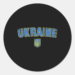 Ukraine Flag Vintage Men Women Kids Ukraine 3 Classic Round Sticker