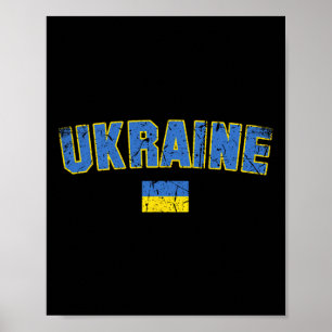 Ukraine Flag Vintage Men Women Kids Ukraine Poster