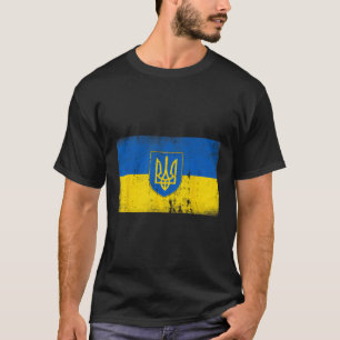 Ukraine Flag Vintage Ukrainian Military Emblem Sym T-Shirt
