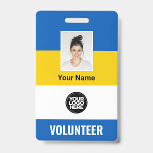 Ukraine Flag Volunteer Photo Logo Name ID Badge
